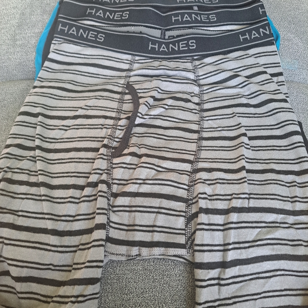 Hanes Black and Gray Boxer Briefs Classic Striped Design